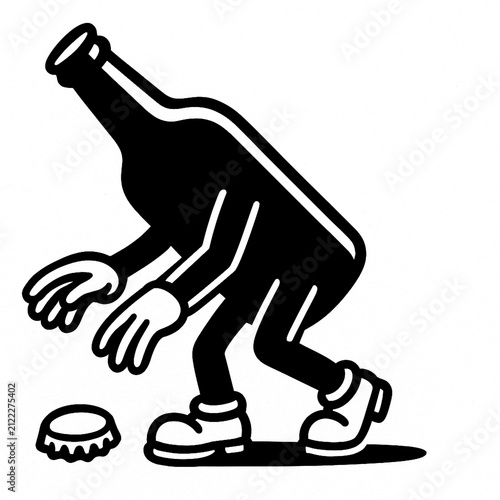 Bottle and man illustration