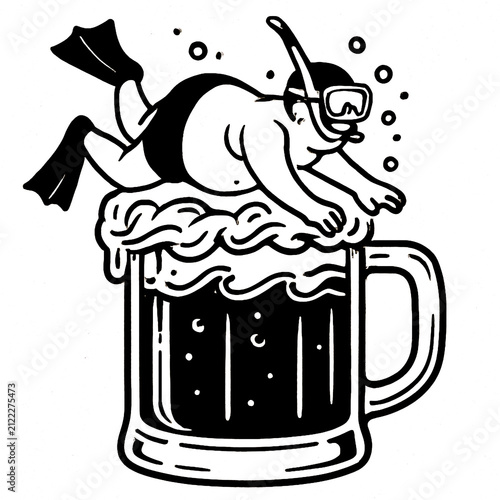 Bottle and man illustration