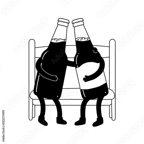 Bottle and man illustration