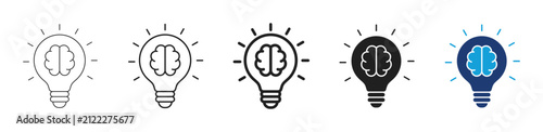 light bulb brain idea icon set. light bulb brain idea icon set for creative thinking innovation concept smart mind and digital startup web design