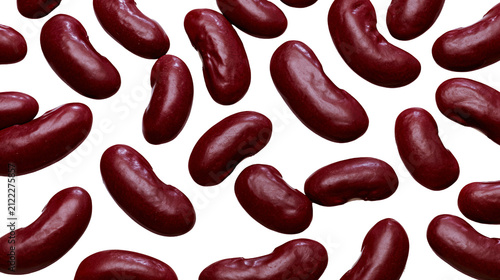 Deep red kidney beans scattered, isolated on transparent background