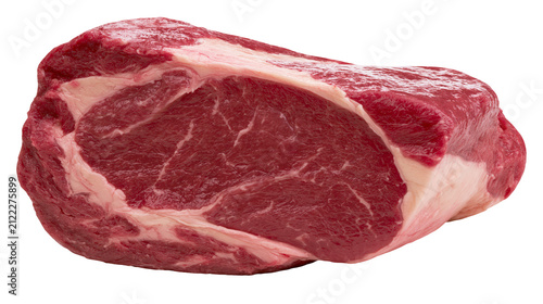 Принти на полотні Raw marbled beef ribeye steak with thick fat cap, isolated on transparent backgr