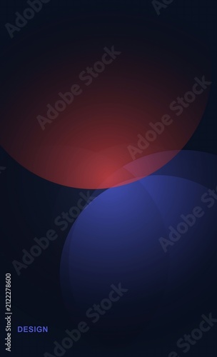 Abstract background with overlapping red and blue circles on a dark navy blue backdrop