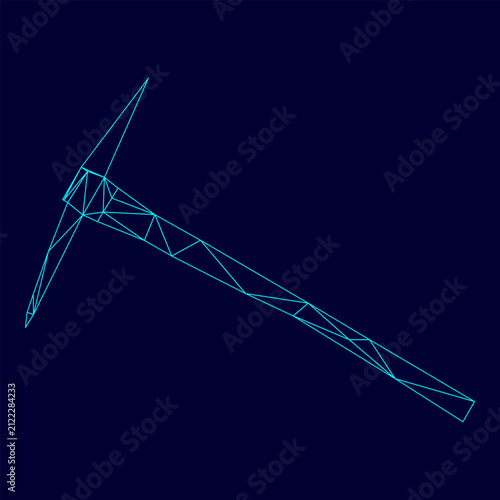 Obraz na płótnie Pickaxe low poly triangulation triangulated polygonal electric cyan blue vibrant