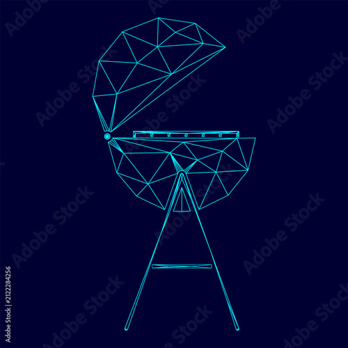 Fotografie Barbecue or grill low poly triangulation triangulated polygonal electric cyan bl