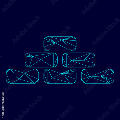 Fotografía Pyramid low poly triangulation triangulated polygonal electric cyan blue vibrant