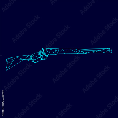 Fotografie Rifle low poly triangulation triangulated polygonal electric cyan blue vibrant a