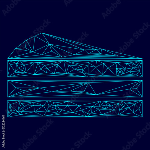 Foto Piece of cake low poly triangulation triangulated polygonal electric cyan blue v