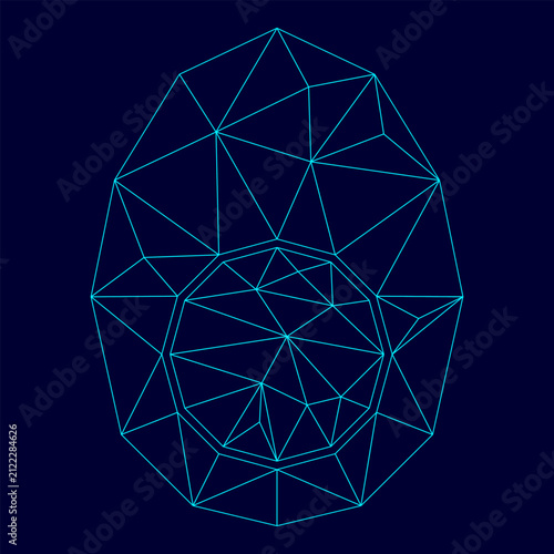 Obraz na płótnie Piece egg low poly triangulation triangulated polygonal electric cyan blue vibra