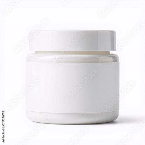 White cosmetic jar with blank label for branding products  