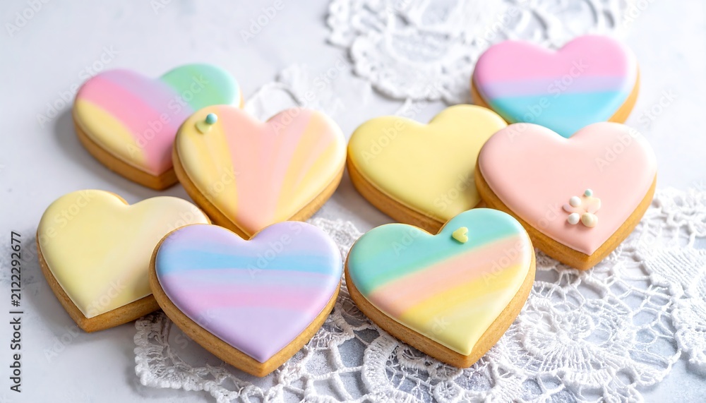 Fototapeta premium HeartShaped Pastel Cookies.