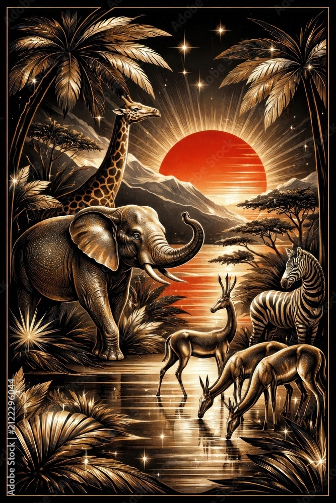 Naklejka premium Majestic wildlife at sunset
