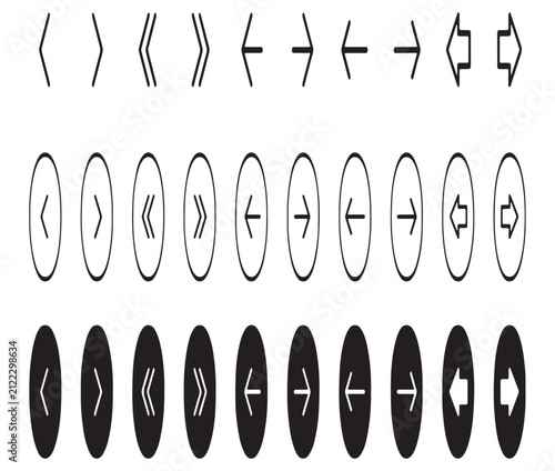 Bild auf Leinwand Minimalist navigation arrow icons for web interface buttons and mobile application design