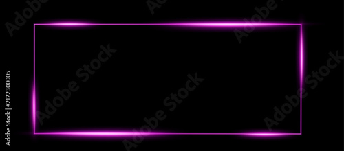 Canvastavla Pink neon glowing rectangle frame on black background