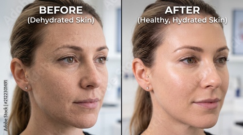 Before and After Comparison of Hydrated and Dehydrated Skin.