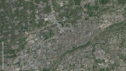 Top-down aerial 3D illustration of Xianyang, China