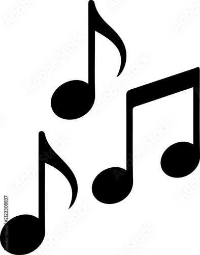 Black Musical Notes and Treble Clef Vector Icon Set