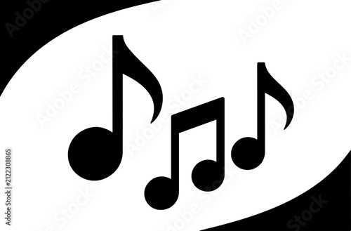Black Musical Notes and Treble Clef Vector Icon Set