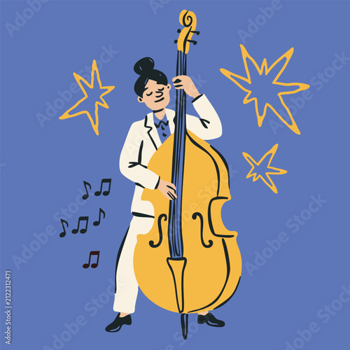 Sticker Person dressed in white with music instrument