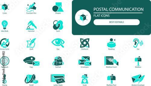 Принти на полотні Postal communication icons set