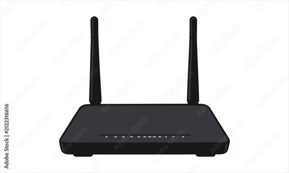 Fototapeta premium Dual Antenna Wireless Router Vector Illustration on White Background