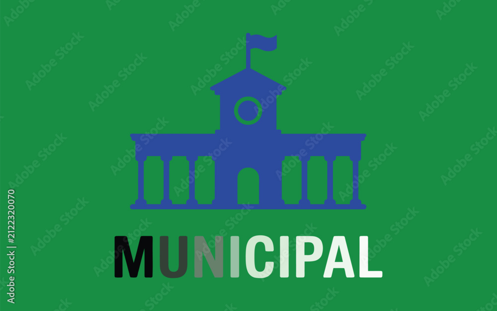 Obraz premium Municipal Vector Icon Symbol, Creative Sign from Buildings Icons Collection, Filled Flat Municipal Icon for Computer, Mobile Apps, Software Interfaces, Web Design, Vector Illustration.