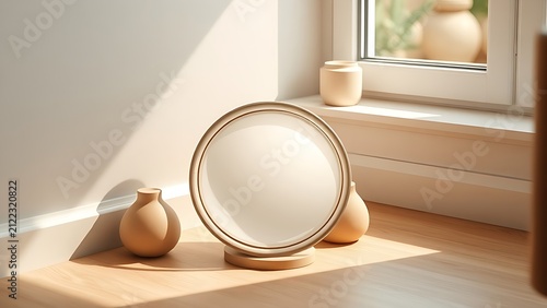 Delicate acoustic eardrum model and ceramic objects in home interior, hearing health and accessibility concept