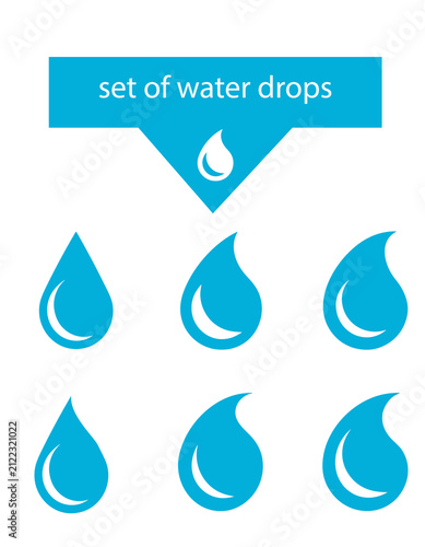 set of six blue color water drops