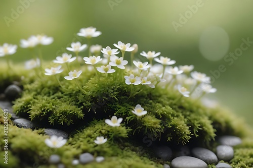 Green moss on the stone