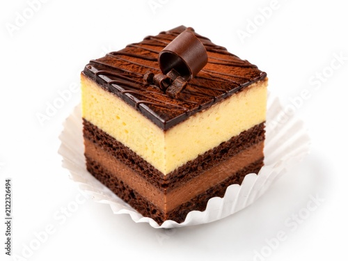 Coffee Petit Four Isolated on White Background, Gourmet French Pastry