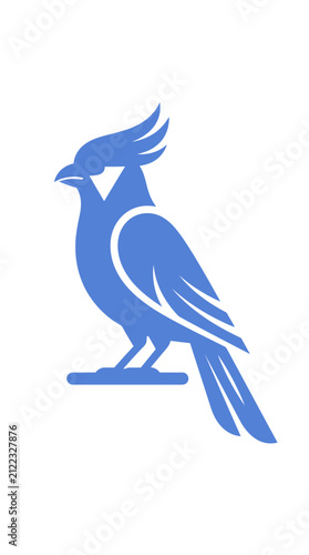 Detailed blue jay bird perched on branch