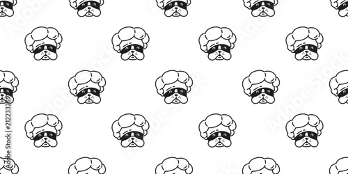 french bulldog seamless pattern dog chef bakery kitchen food cooking hat icon puppy vector pet cartoon face head gift wrapping paper repeat wallpaper tile background doodle illustration tablecloth iso