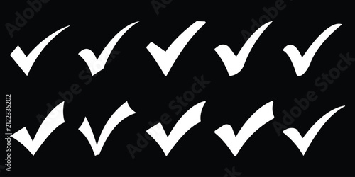 Konstfotografi Check mark cross icons collection approval disapproval symbols boxes circles vector illustration design graphic element user interface art set