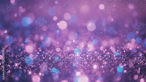 Soft focus bokeh lights shimmering with purple and blue hues during a gentle camera drift