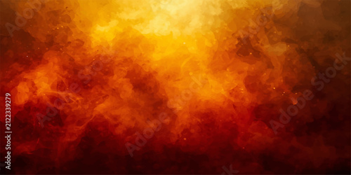 Foto Abstract Fire Background with Glowing Orange Flames, Dark Smoke, Fiery Explosion