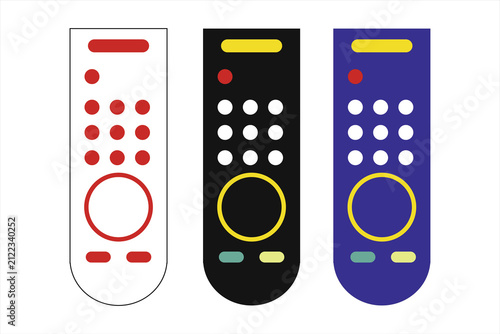 Foto Set of collection of different modern remote control silhouettes, on clean white