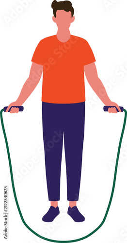 Obraz na plátně Man jumping rope skipping rope workout vector illustration active healthy lifest