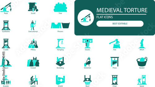 Foto Medieval torture icons set
