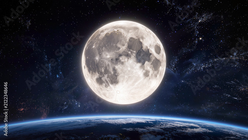 Ultra Detailed Full Moon in Deep Space
