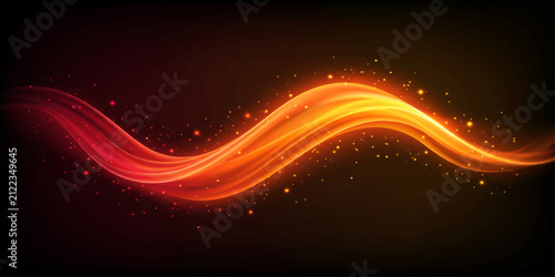 Abstract Fractal Background with Glowing Orange Fire Waves Bright Energy Lines and Magical Light Vector Illustration for Modern Wallpaper Design