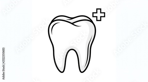 Healthy tooth with dental cross symbol. Dental health concept for oral care and hygiene.