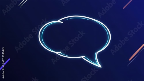 Speech Bubble Growing with Neon Streaks on Dark Background