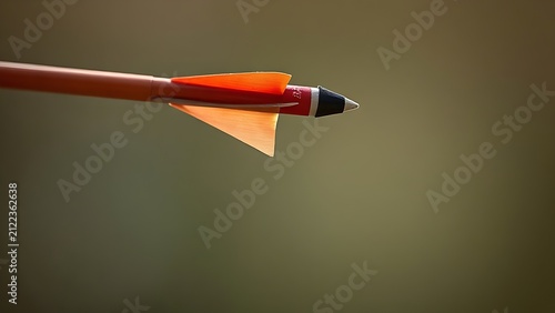 An arrow ready on a drawn bow, close-up on the nocking point.