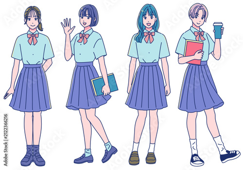 アニメ調の女子高生の立ち絵