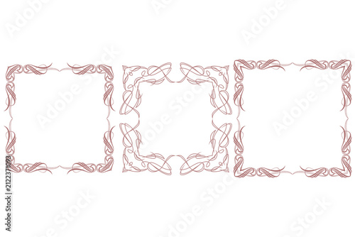 frame with floral ornament, Whimsical Folk Watercolor Decorative Frames Cottagecore Style