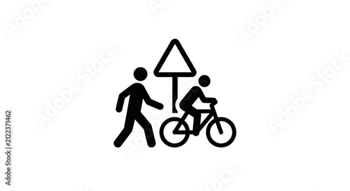 Pedestrian and Cyclist Traffic Sign Icon