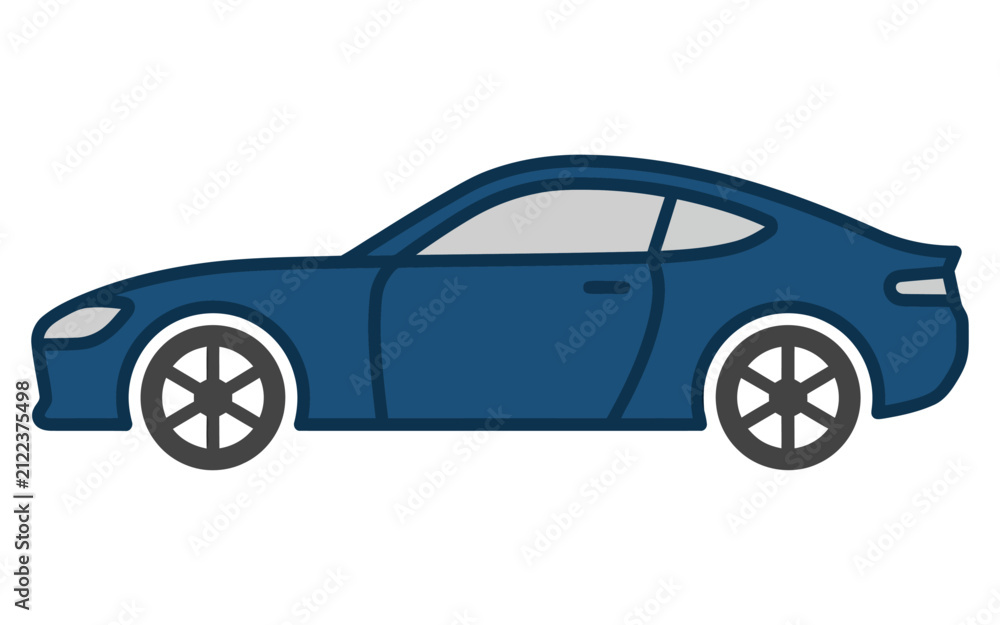 Naklejka premium Blue Sports Car Flat Vector Illustration