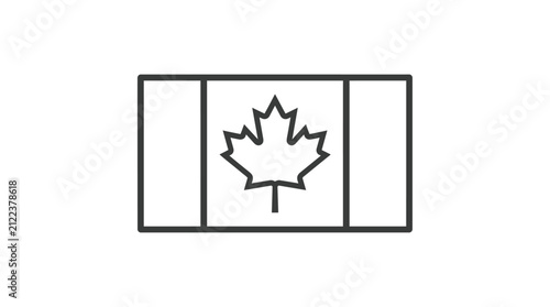 Minimalist Canadian flag icon featuring a bold black outline of a maple leaf on white