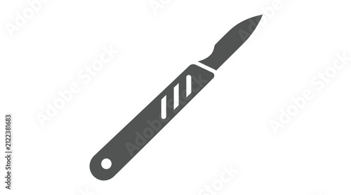Surgical scalpel icon featuring a sharp metal blade for medical procedures and precise clinical cutting tasks