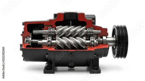 Industrial screw type high pressure compressor and pump for water, fuel, oil, or chemical products.